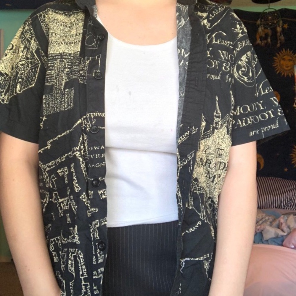 harry potter map button up